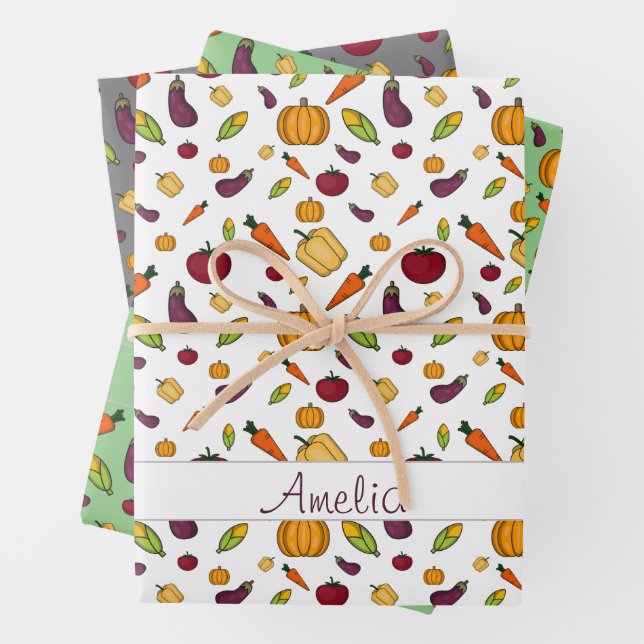 Thanksgiving  Autumn vegetable pattern name Wrapping Paper Sheets (In situ)