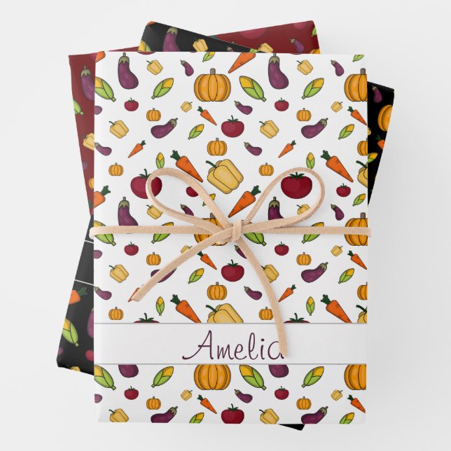 Thanksgiving  Autumn vegetable pattern name Wrapping Paper Sheets (In situ)