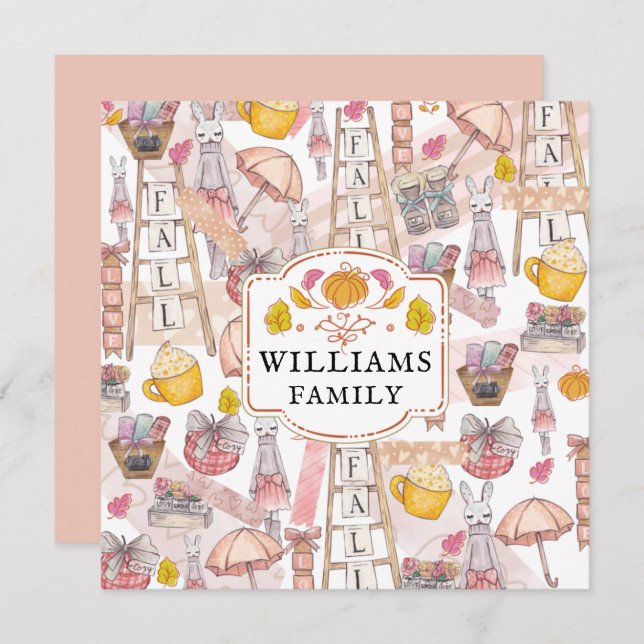 Thanksgiving Autumn Watercolor Personalized Card (Front/Back)