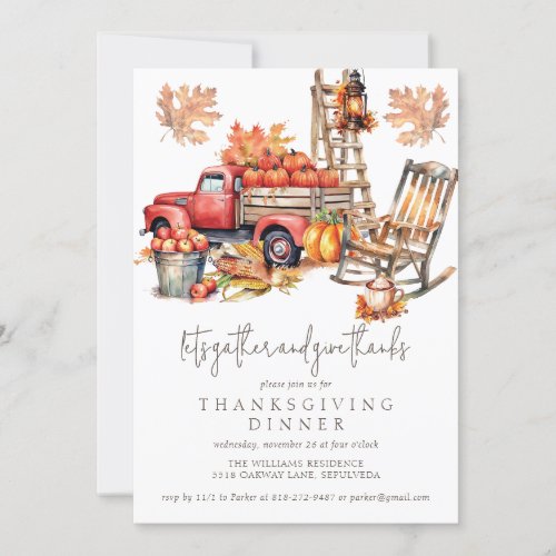 Thanksgiving Autumn Watercolor Truck Invitation