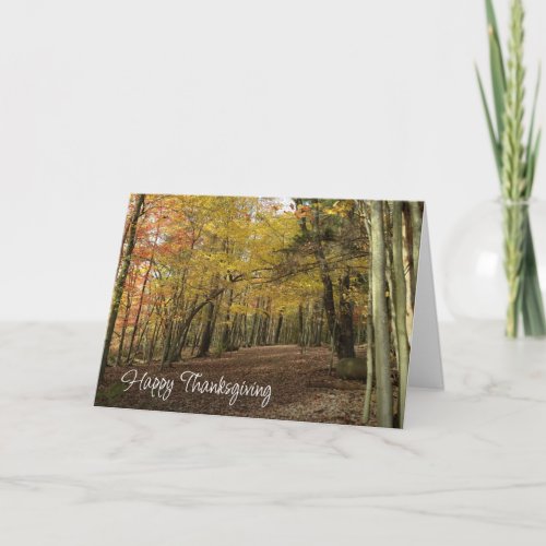 Thanksgiving Autumn Woods Colorful Foliage Photo  Card