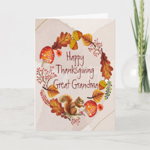 Thanksgiving Autumn Wreath Great Grandma Holiday Card