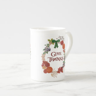 Thanksgiving Autumn Wreath to Customize Bone China Mug