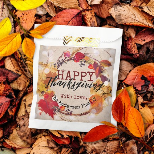 Thanksgiving Autumn Wreath With Assorted Foliage Favor Bag