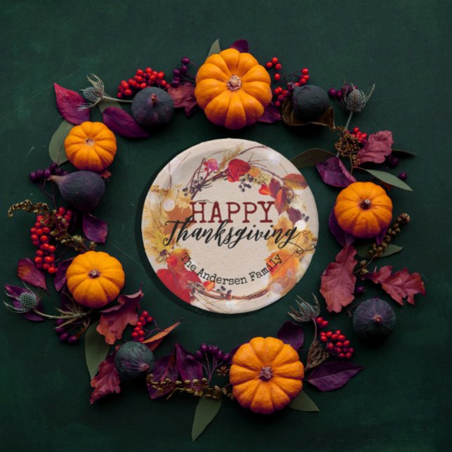 Thanksgiving Autumn Wreath With Assorted Foliage Paper Plates (Creator Uploaded)