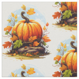 Thanksgiving Autumnal colors pumpkin, leaves Fabric