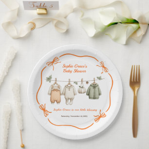 Thanksgiving Baby Shower Girl Cozy Clothesline Paper Plates
