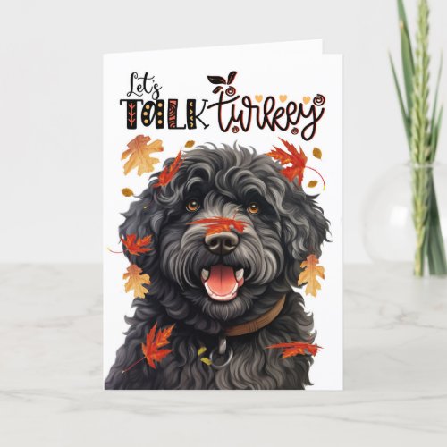 Thanksgiving Barbet Dog Lets Talk Turkey Holiday Card