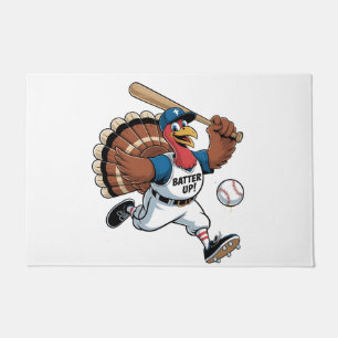 Thanksgiving Baseball Turkey Batter Gobbler Doormat