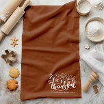 Thanksgiving Be Thankful Script Harvest Brown Kitchen Towel<br><div class="desc">Elevate your kitchen decor with our Be Thankful Script Harvest Brown Kitchen Towel. This charming kitchen accessory not only adds a pop of autumn-inspired color but also reminds you to appreciate life's blessings. The elegant script design brings a touch of sophistication to your kitchen, making it perfect for the Thanksgiving...</div>