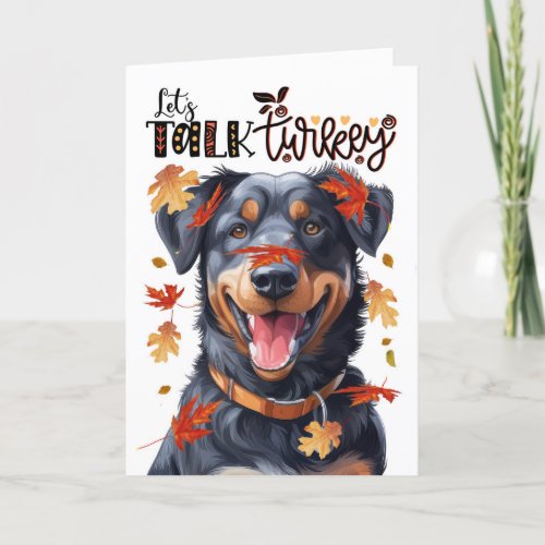 Thanksgiving Beauceron Dog Lets Talk Turkey Holiday Card