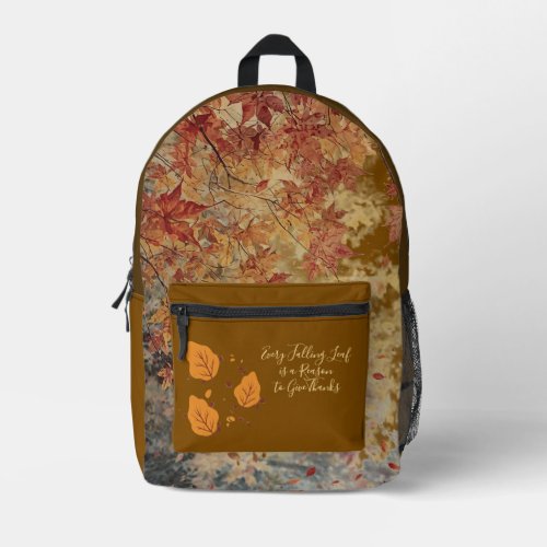 Thanksgiving,Beautiful Autumn Leaves Season Patter Printed Backpack