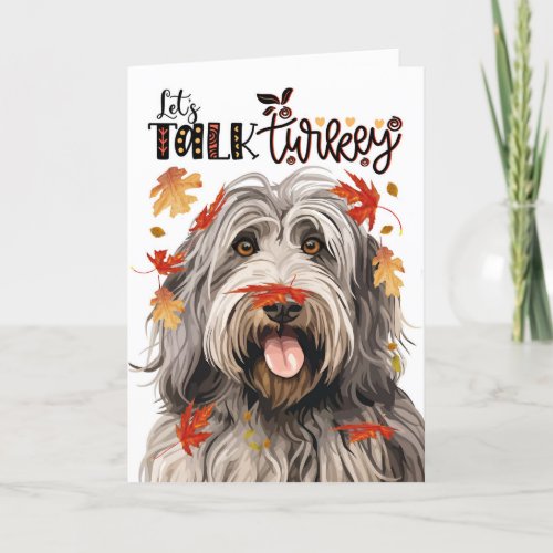 Thanksgiving Bergamasco Dog Lets Talk Turkey Holiday Card