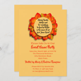 Thanksgiving Bible Quote Autumn Leaf Invitation