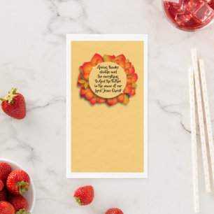 Thanksgiving Bible Quote Autumn Leaf Paper Guest Towels