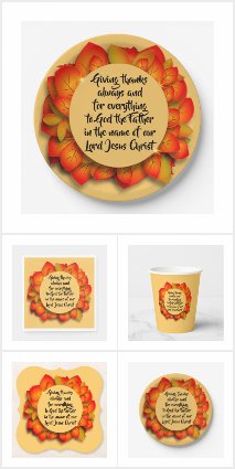 Thanksgiving Bible Quote Autumn Leaf Set
