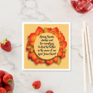 Thanksgiving Bible Quote Autumn Leaf Small Napkins
