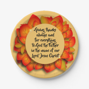 Thanksgiving Bible Quote Autumn Leaf Small Paper Plates