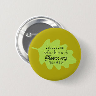 Thanksgiving Bible Verse Green Leaf Autumm Olive Button