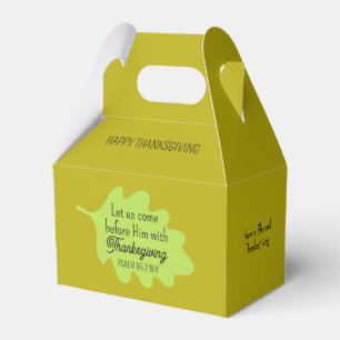 Thanksgiving Bible Verse Green Leaf Autumm Olive Favor Boxes