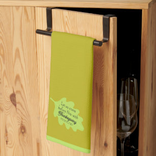 Thanksgiving Bible Verse Green Leaf Autumm Olive Kitchen Towel