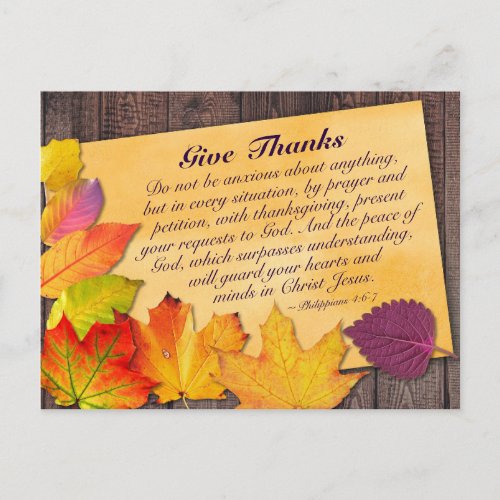 Thanksgiving Bible Verse Philippians 46_7 Autumn Postcard