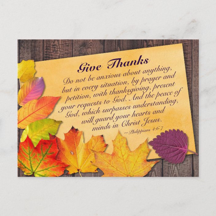 Thanksgiving Bible Verse Philippians 4:6-7 Autumn Postcard | Zazzle.com
