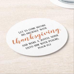 Thanksgiving Bible Verse Script Round Paper Coaster