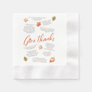 Thanksgiving Bible Verses with Autumn Leaves Napkins