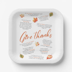 Thanksgiving Bible Verses with Autumn Leaves Paper Plates