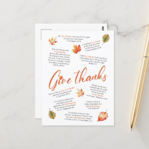 Thanksgiving Bible Verses with Autumn Leaves Postcard