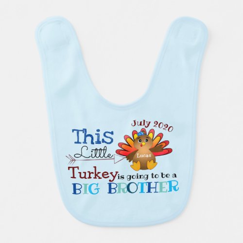 Thanksgiving Big Brother Pregnancy Announcement Baby Bib