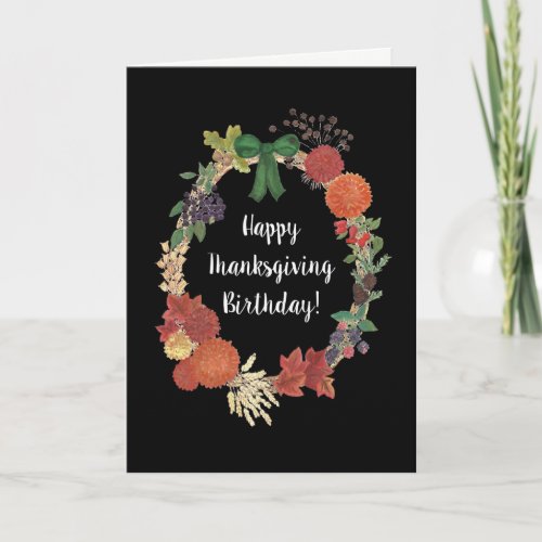 Thanksgiving Birthday Fall Wreath to Personalize Holiday Card