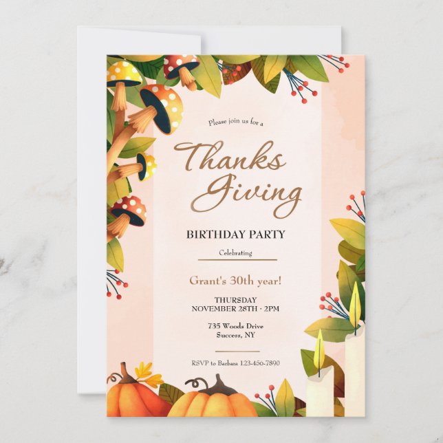 Thanksgiving Birthday  Invitation (Front)
