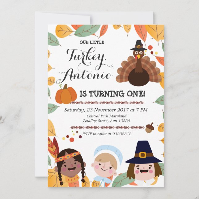 Thanksgiving Birthday Party Invitation (Front)