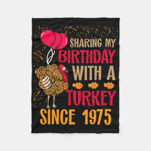 Thanksgiving Birthday Shirt Since November 1975 Tu Fleece Blanket