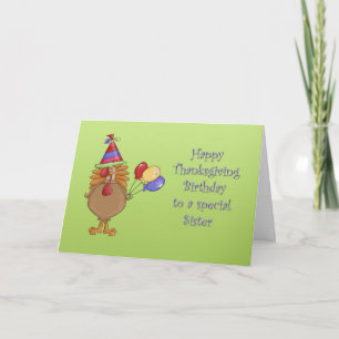 Thanksgiving Birthday Sister Holiday Card