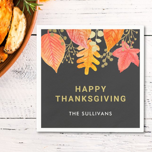 Thanksgiving Black  Napkins (Creator Uploaded)