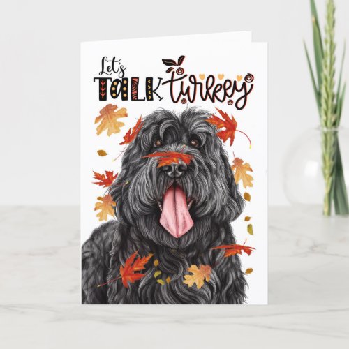 Thanksgiving Black Russian Dog Lets Talk Turkey Holiday Card