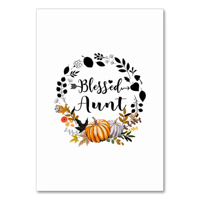 Thanksgiving Blessed Aunt Pumpkin Thanksgiving Table Number (Front)