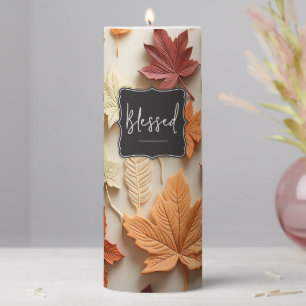 Thanksgiving Blessed Inspirational Fall Pillar Candle