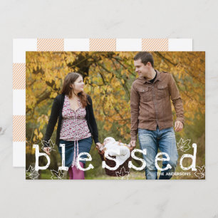 Thanksgiving Blessed Maple Leaves Orange Flannel Invitation