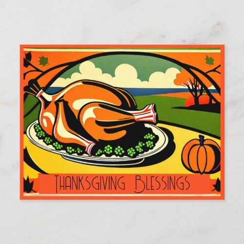 Thanksgiving Blessing  Holiday Postcard