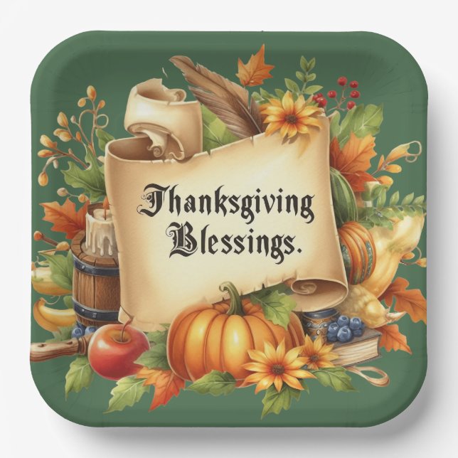 Thanksgiving Blessing Paper Plate (Front)