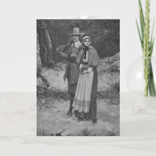 Thanksgiving Blessing - Pilgrim Couple Holiday Card