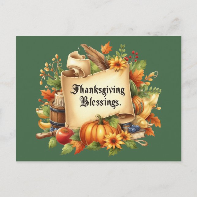 Thanksgiving Blessing Postcard (Front)