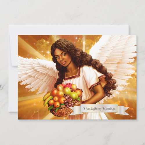 Thanksgiving Blessings Angel Painting Holiday Card