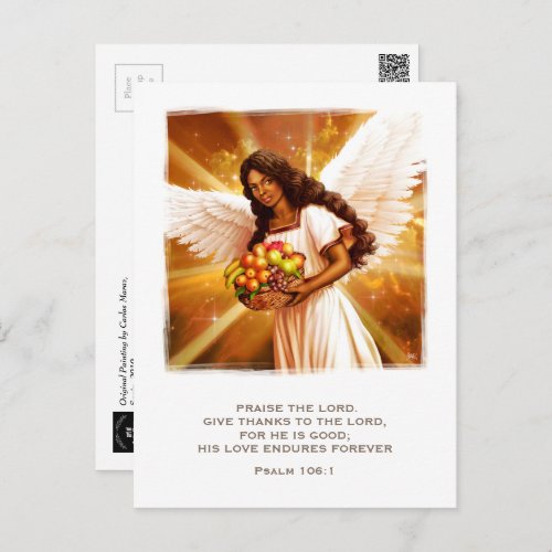 Thanksgiving Blessings Angel Painting Postcard