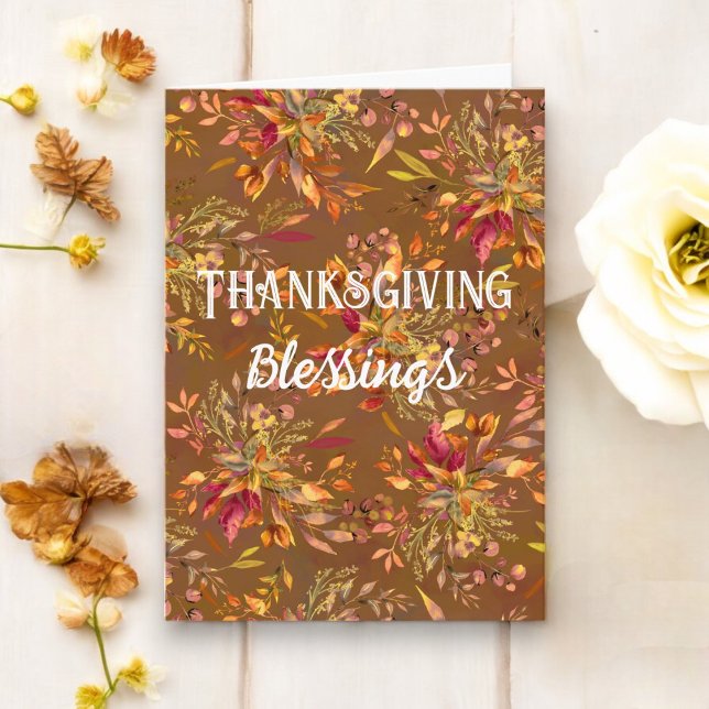 Thanksgiving Blessings Autumn Bouquet Fall Colors  Card (Send your personalized Thanksgiving Blessings. Fall Colors and Warm Wishes.)