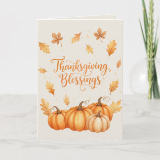 Thanksgiving Blessings Card – Cozy Autumn Watercol